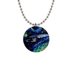 Star Ship Parody Art Starry Night 1  Button Necklace by Modalart