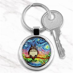Totoro Starry Night Art Van Gogh Parody Key Chain (round) by Modalart