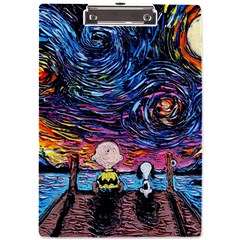 Cartoon Dog Vincent Van Gogh s Starry Night Parody A4 Acrylic Clipboard by Modalart