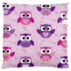 Seamless Cute Colourfull Owl Kids Pattern Large Premium Plush Fleece Cushion Case (one Side) by Bedest