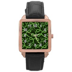 Snakes Seamless Pattern Rose Gold Leather Watch  by Bedest