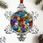 Graffiti Characters Seamless Pattern Metal Small Snowflake Ornament Front