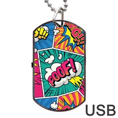 Comic Colorful Seamless Pattern Dog Tag Usb Flash (two Sides) by Bedest