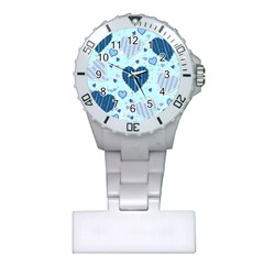 Hearts Pattern Paper Wallpaper Blue Background Plastic Nurses Watch by Pakjumat