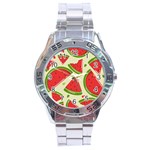 Cute Watermelon Seamless Pattern Stainless Steel Analogue Watch Front