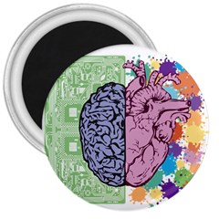 Brain Heart Balance Emotion 3  Magnets by Maspions