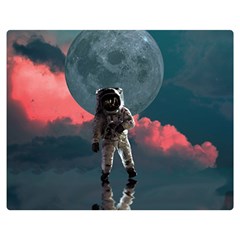 Astronaut Moon Space Nasa Planet Two Sides Premium Plush Fleece Blanket (medium) by Maspions