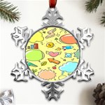 Cute Sketch Child Graphic Funny Metal Small Snowflake Ornament Front