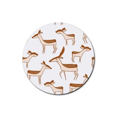 Seamless Deer Pattern Design Rubber Coaster (round) by Hannah976