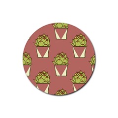 Cactus Pattern Background Texture Rubber Coaster (round) by Hannah976