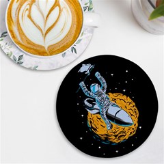 Astronaut Planet Space Science Uv Print Round Tile Coaster by Sarkoni