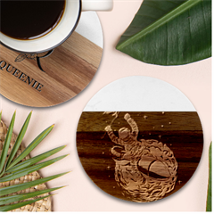 Astronaut Planet Space Science Marble Wood Coaster (round) by Sarkoni