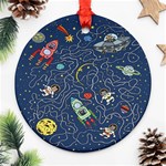 Cat Cosmos Cosmonaut Rocket Ornament (Round) Front