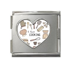 I Love Cooking Baking Utensils Knife Mega Link Heart Italian Charm (18mm) by Apen