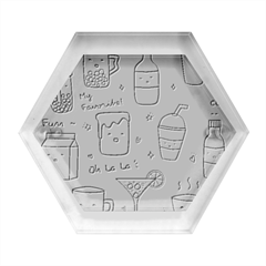 Drink Cocktail Doodle Coffee Hexagon Wood Jewelry Box by Apen