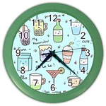 Drinks Cocktails Doodle Coffee Color Wall Clock Front