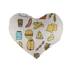 Dinner Meal Food Snack Fast Food Standard 16  Premium Flano Heart Shape Cushions by Apen