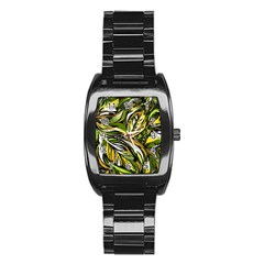 Foliage Pattern Texture Background Stainless Steel Barrel Watch by Ravend