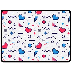 Hearts Seamless Pattern Memphis Style Two Sides Fleece Blanket (large) by Grandong