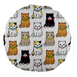 Cat Kitten Seamless Pattern Large 18  Premium Round Cushions Front