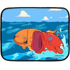 Adventure Time Fish Landscape Two Sides Fleece Blanket (mini) by Sarkoni