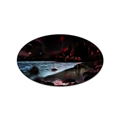 Artistic Creepy Dark Evil Fantasy Halloween Horror Psychedelic Scary Spooky Sticker (oval) by Sarkoni