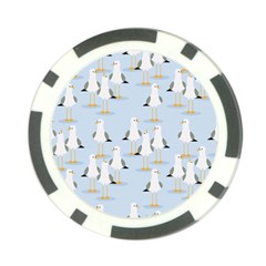 Cute Seagulls Seamless Pattern Light Blue Background Poker Chip Card Guard by Bedest