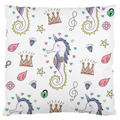 Seamless Pattern Cute Unicorn Cartoon Hand Drawn Standard Premium Plush Fleece Cushion Case (two Sides) by Bedest