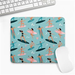 Beach Surfing Surfers With Surfboards Surfer Rides Wave Summer Outdoors Surfboards Seamless Pattern Large Mousepad by Bedest