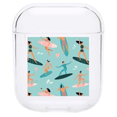 Beach Surfing Surfers With Surfboards Surfer Rides Wave Summer Outdoors Surfboards Seamless Pattern Hard Pc Airpods 1/2 Case by Bedest