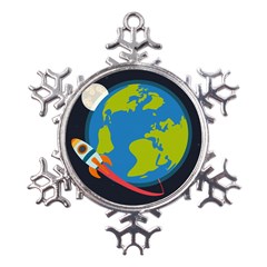 Spaceship Design Metal Large Snowflake Ornament by Bedest