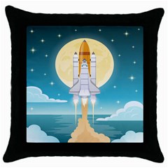 Space Exploration Illustration Throw Pillow Case (black) by Bedest