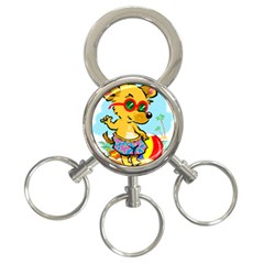 Beach Chihuahua Dog Pet Animal 3-ring Key Chain by Sarkoni