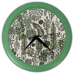 Plants Leaves Boho Botany Foliage Color Wall Clock Front