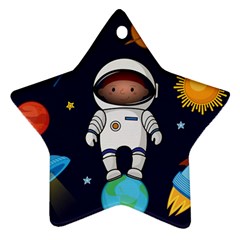 Boy Spaceman Space Rocket Ufo Planets Stars Ornament (star) by Ndabl3x