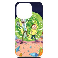 Rick And Morty Adventure Time Cartoon Iphone 14 Pro Black Uv Print Case by Bedest