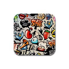 Art Book Gang Crazy Graffiti Supreme Work Rubber Square Coaster (4 Pack) by Bedest