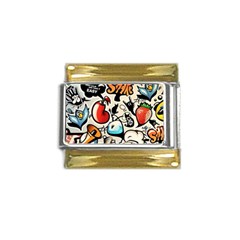 Art Book Gang Crazy Graffiti Supreme Work Gold Trim Italian Charm (9mm) by Bedest