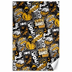 Boom Bang Art Crazy Drawing Graffiti Hello Retro Sayings Yellow Canvas 24  X 36  by Bedest