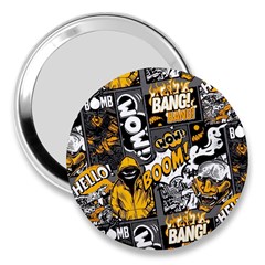 Boom Bang Art Crazy Drawing Graffiti Hello Retro Sayings Yellow 3  Handbag Mirrors by Bedest