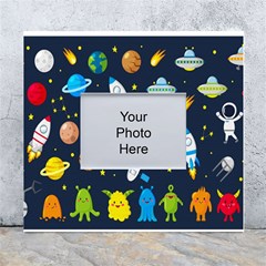 Big Set Cute Astronauts Space Planets Stars Aliens Rockets Ufo Constellations Satellite Moon Rover V White Wall Photo Frame 5  X 7  by Hannah976