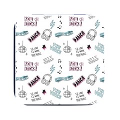 Music Themed Doodle Seamless Background Square Metal Box (black) by Hannah976