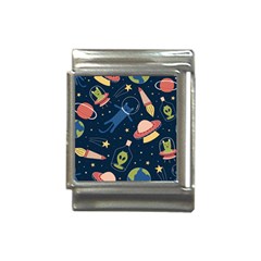 Seamless Pattern With Funny Aliens Cat Galaxy Italian Charm (13mm) by Hannah976