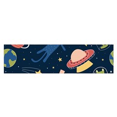 Seamless Pattern With Funny Aliens Cat Galaxy Oblong Satin Scarf (16  X 60 ) by Hannah976