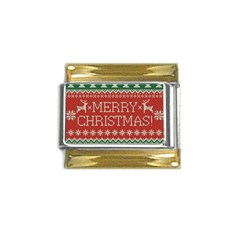 Merry Christmas  Pattern Gold Trim Italian Charm (9mm) by artworkshop