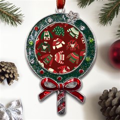 Ugly Sweater Wrapping Paper Metal X mas Lollipop With Crystal Ornament by artworkshop