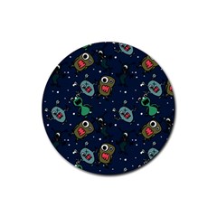 Monster Alien Pattern Seamless Background Rubber Coaster (round) by Hannah976