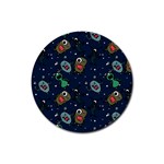 Monster Alien Pattern Seamless Background Rubber Coaster (Round) Front