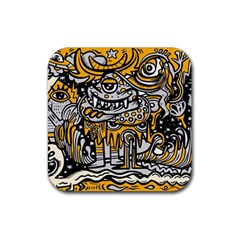 Crazy Abstract Doodle Social Doodle Drawing Style Rubber Coaster (square) by Hannah976