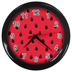 Seamless Watermelon Surface Texture Wall Clock (black) by Hannah976